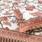 Orange Floral Jaal Cotton Super King Bedsheet