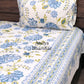 Blue and Green Floral Jaal Cotton Super King Bedsheet