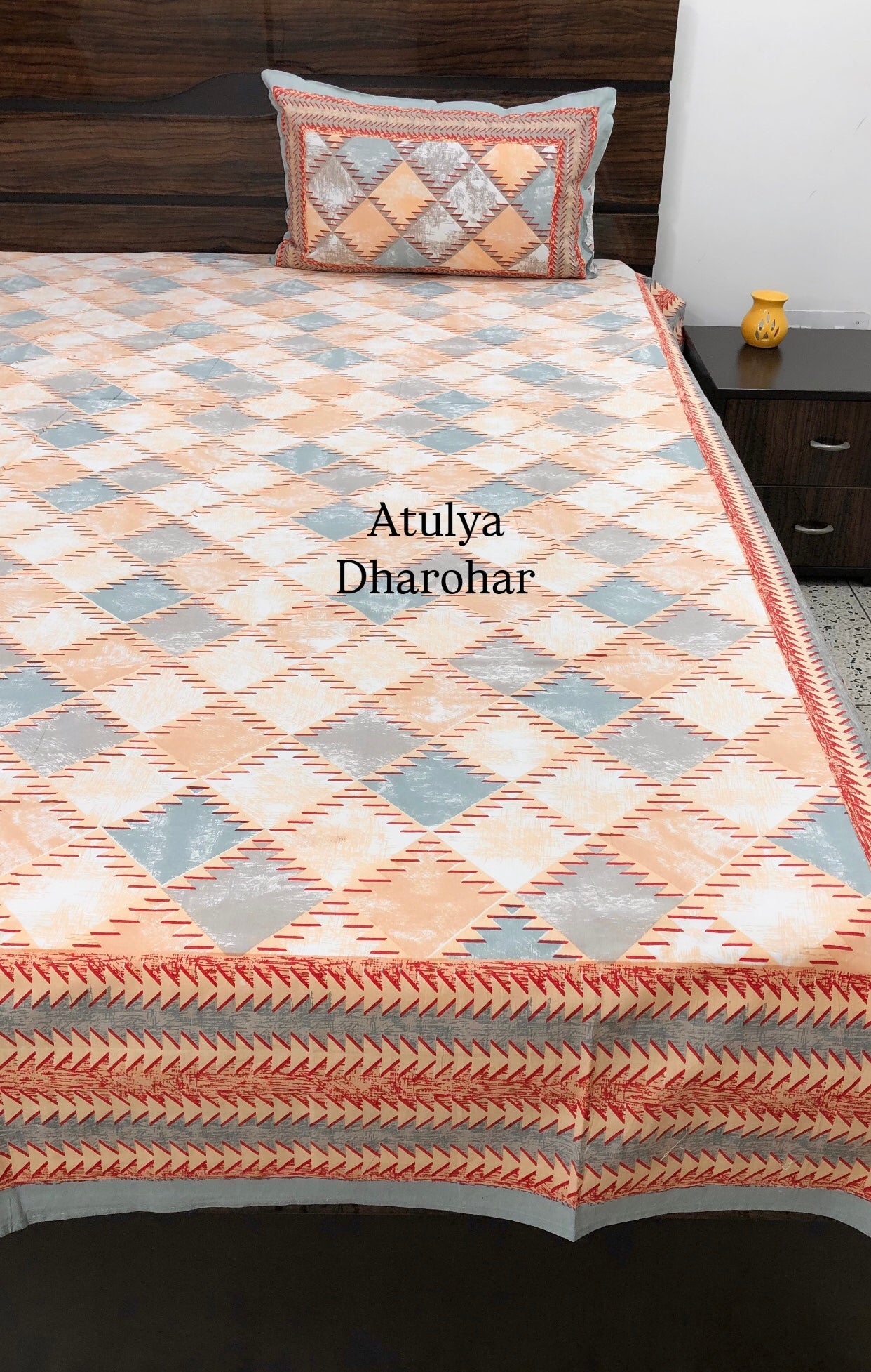 Multicolour Cotton Super King Bedsheet