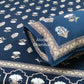 Blue Floral Motifs Cotton Super King Bedsheet