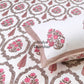 Pink and Brown Floral Mughal Jaal Super King Cotton Bedsheet