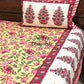 Yellow Floral Jaal Cotton Super King Bedsheet
