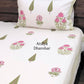Pink and Green Floral Motifs Cotton Super King Bedsheet