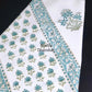 Teal Floral Motifs Hand Block Printed Waffle Cotton Towel