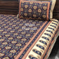 Indigo and Maroon Cotton Kalamkari Super King Bedsheet
