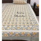 Yellow Floral Jaal Single Hand Block Bedsheet