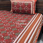 Maroon and Green Cotton Kalamkari King Size Bedsheet