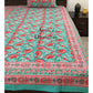 Teal and Pink Lotus Motifs Single Bedsheet