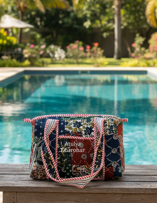 Patchwork Quilted Mini Duffle Bag