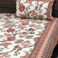 Orange Floral Jaal Cotton Super King Bedsheet