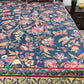 Navy Blue and Multicolour Floral Jaal Super King Cotton Bedsheet