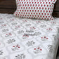 Grey and Red Floral Mughal Jaal Cotton Super King Bedsheet