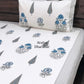 Blue and Grey Floral Motifs Cotton Single Bed Bedsheet