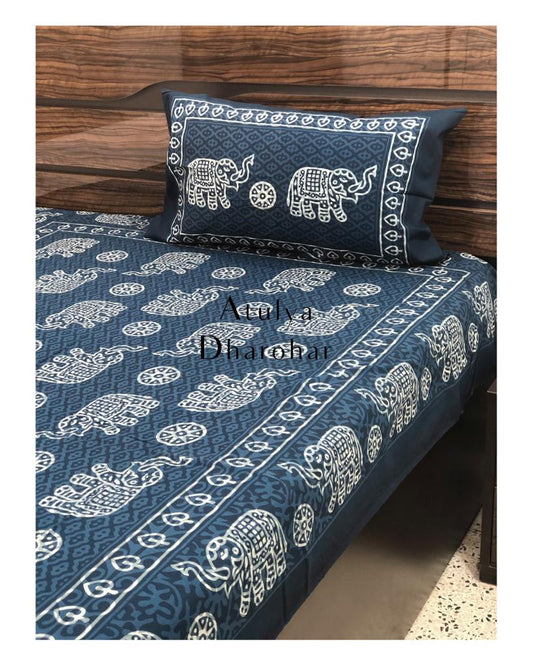Indigo Elephant Single Bedsheet