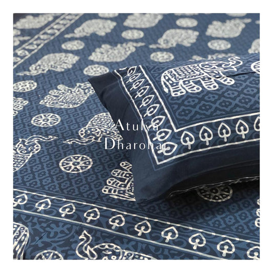 Indigo Elephant Single Bedsheet