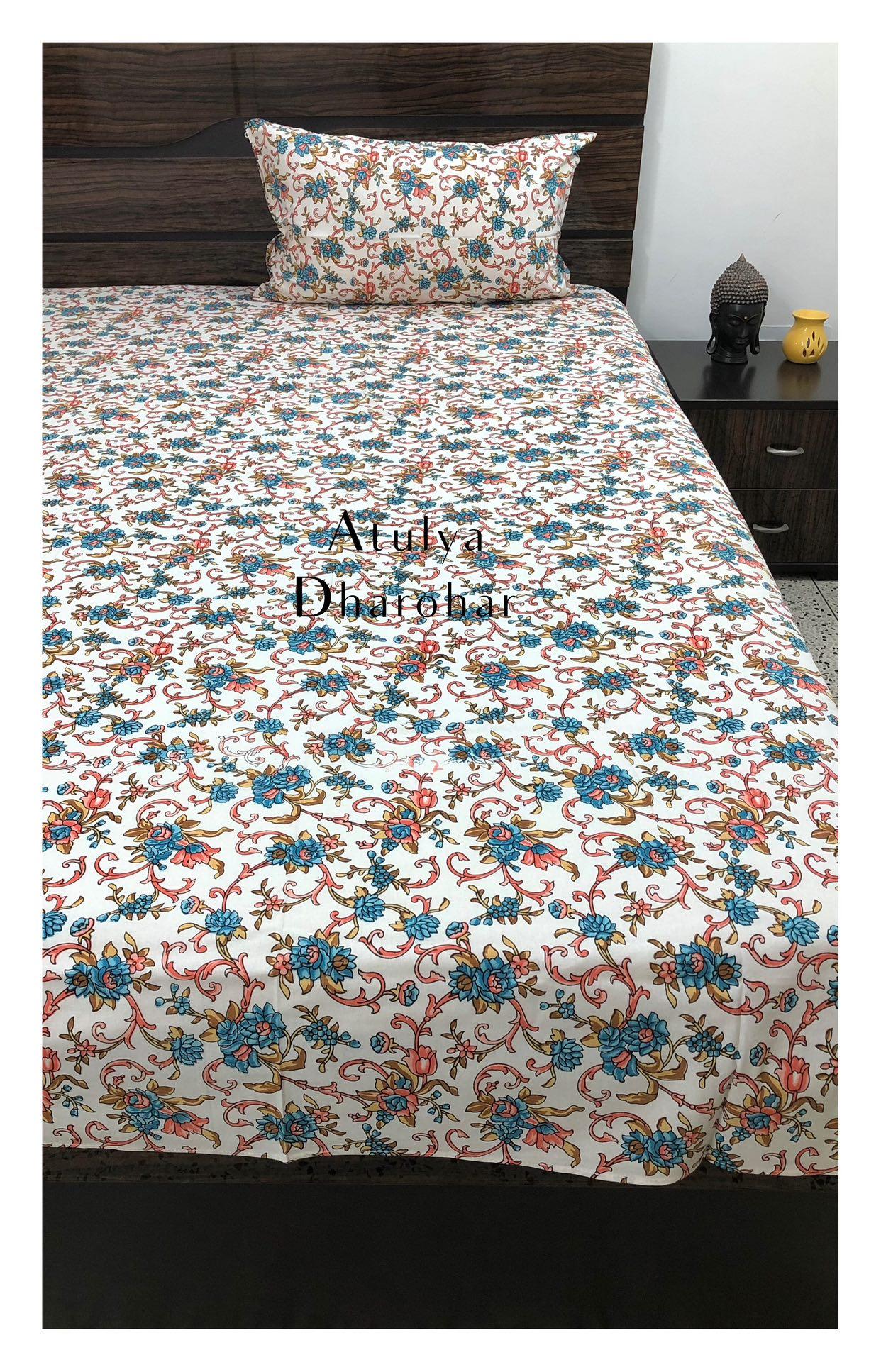 Blue Floral Bedsheet