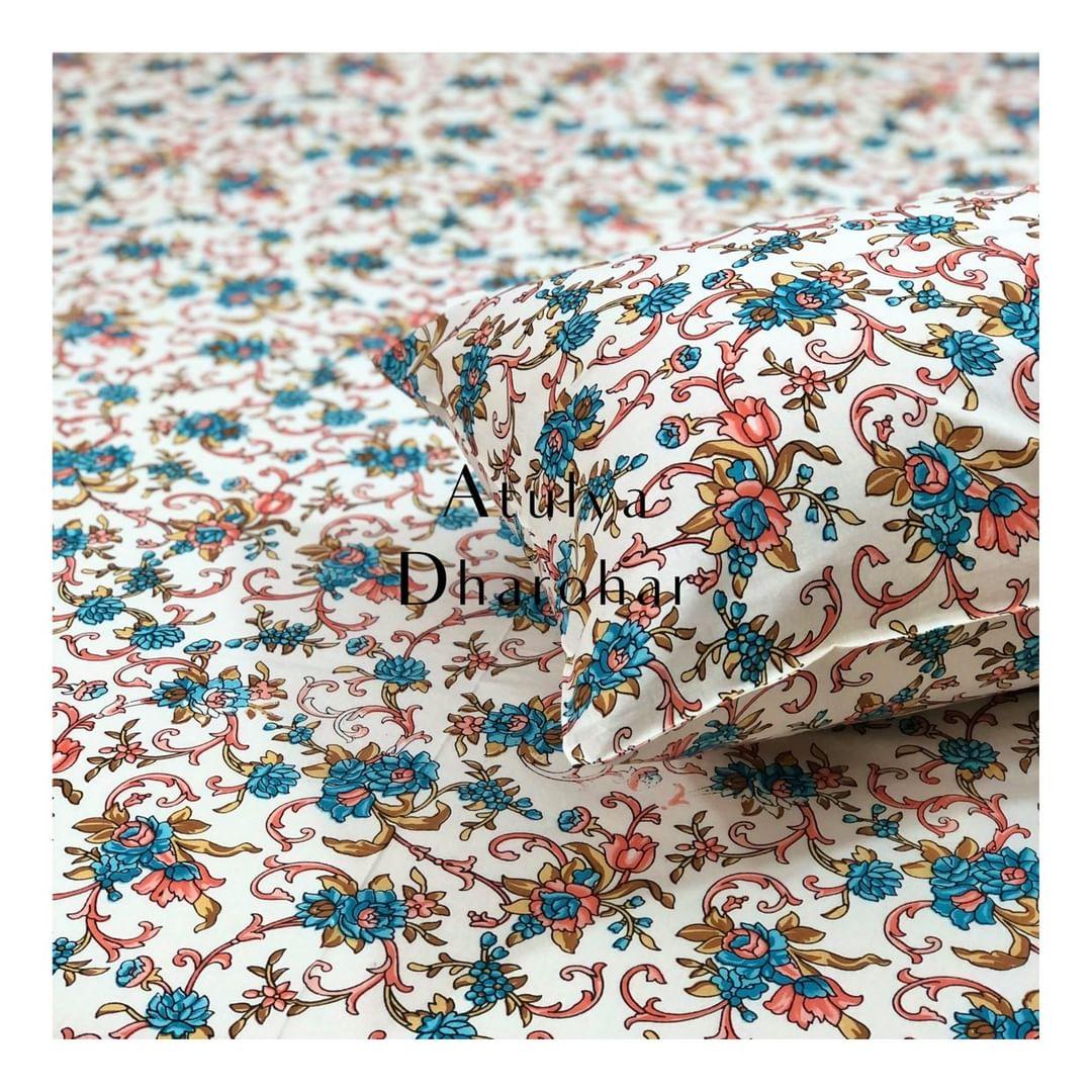 Blue Floral Bedsheet