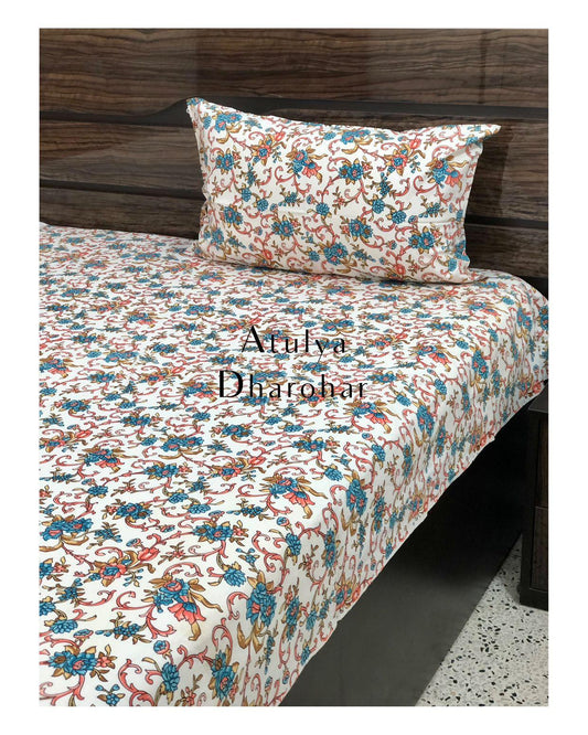 Blue Floral Bedsheet