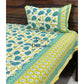 Blue and Green Lotus Motifs Bedsheet