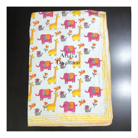 Jungle Theme Hand Block Printed Baby Dohar