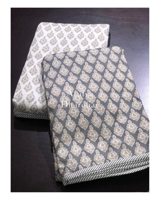 Floral Motifs Mulmul Single Bed Dohar Pair