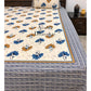 Blue and Brown Lotus Motifs King Bedsheet