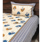 Blue and Brown Lotus Motifs King Bedsheet