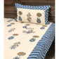 Blue and Brown Floral Motifs King Bedsheet