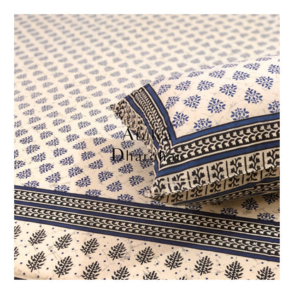 Blue Butti Cotton Bedsheet