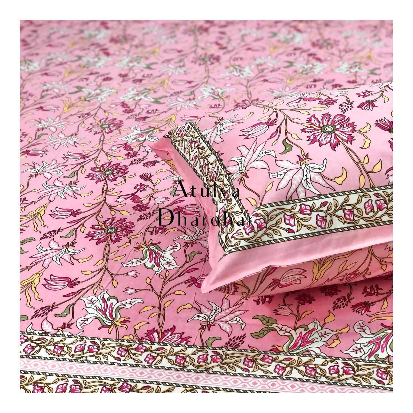 Pink Floral Jaal Bedsheet