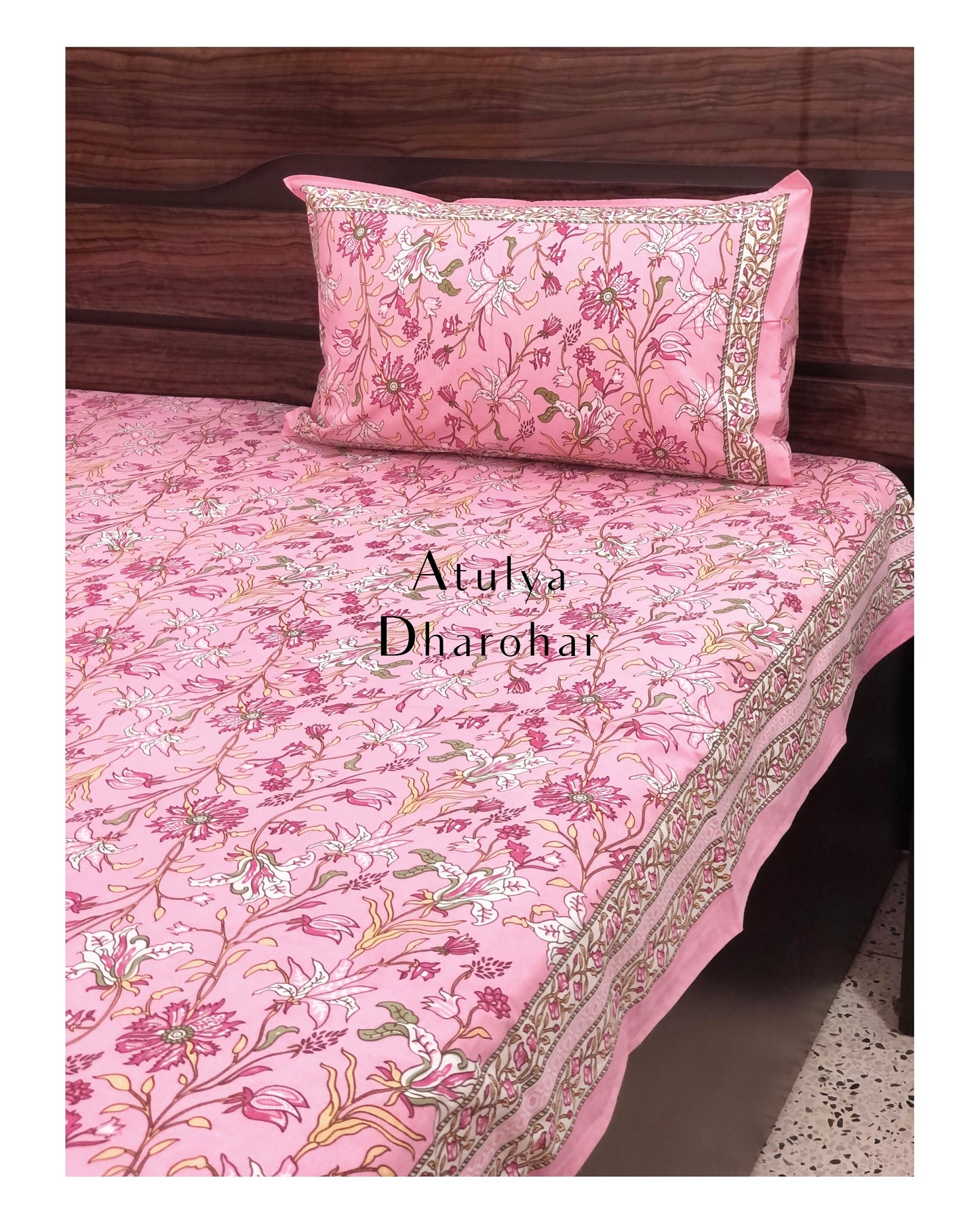 Pink Floral Jaal Bedsheet