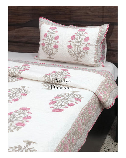 Pink Floral Motifs Comforter Set