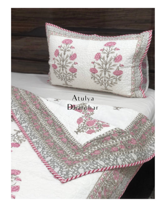 Pink Floral Motifs Comforter Set