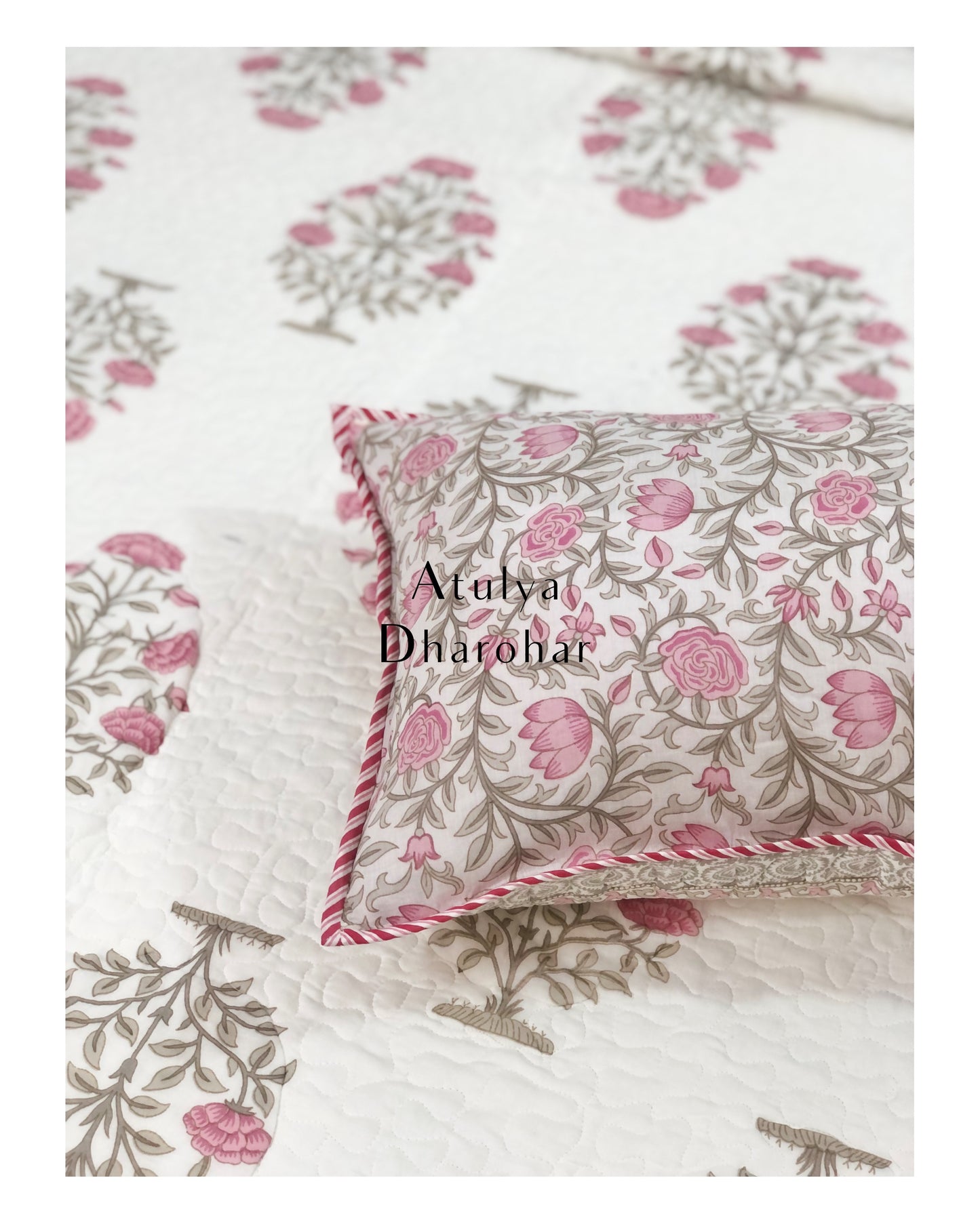 Pink Floral Motifs Comforter Set