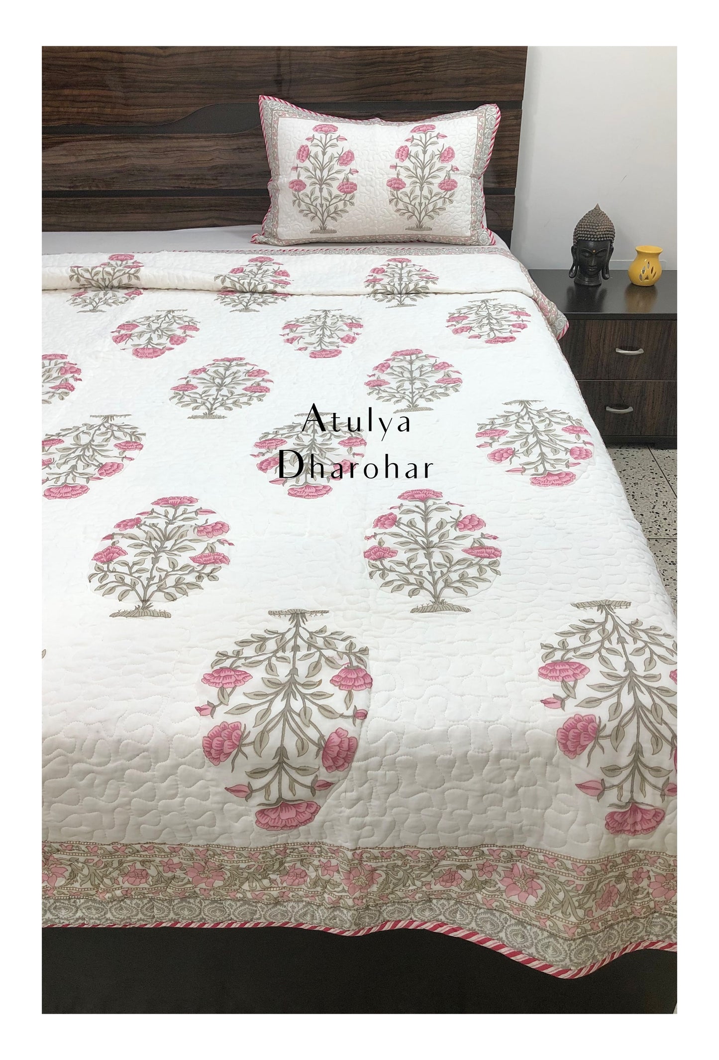 Pink Floral Motifs Comforter Set