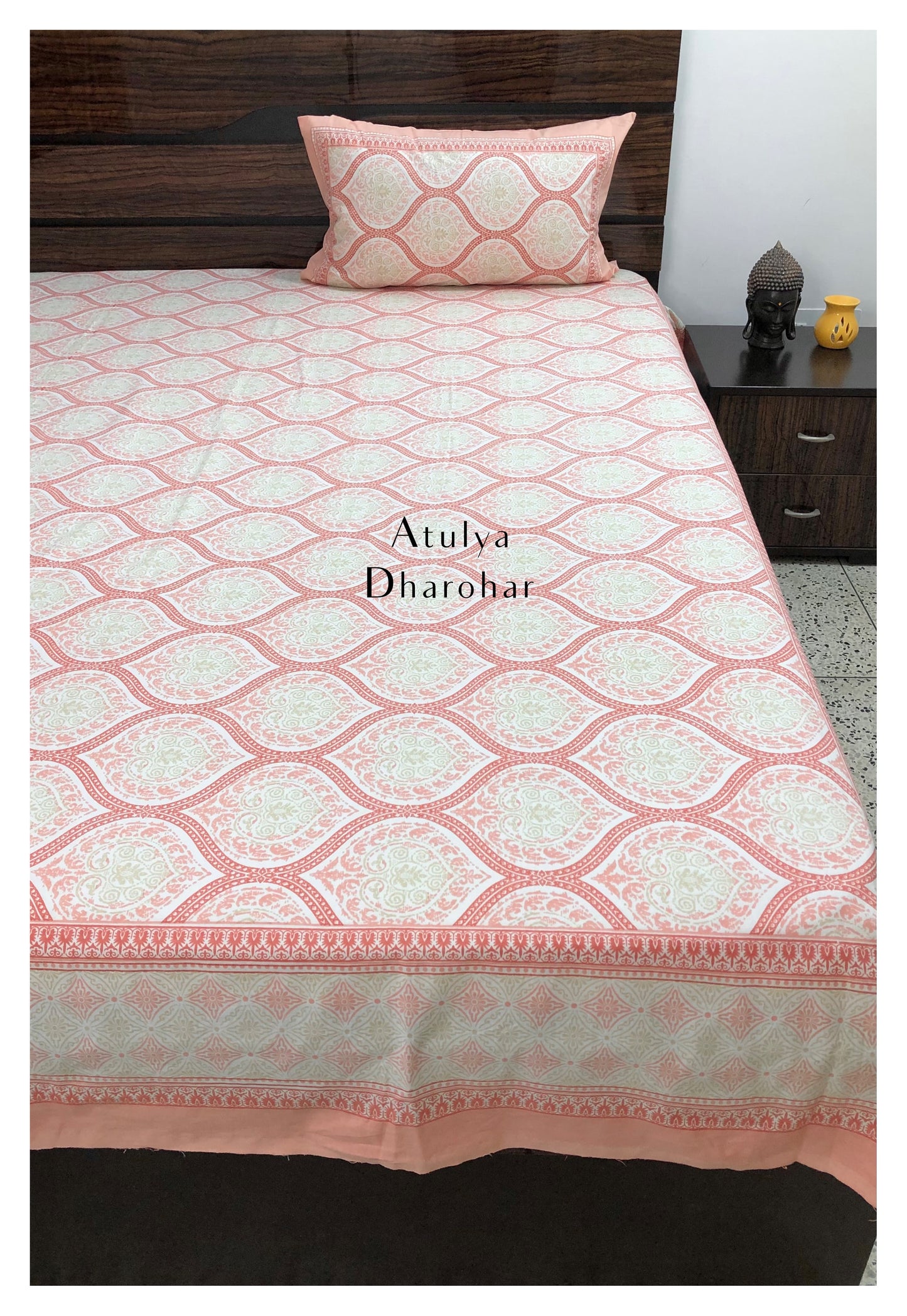 Pink Mughal Jaal Bedsheet