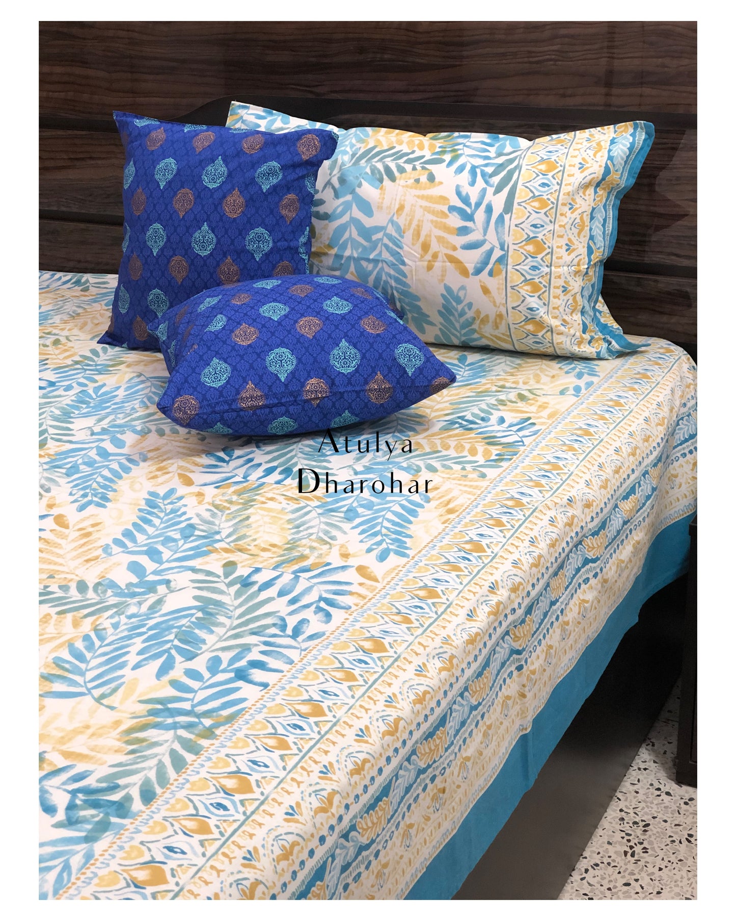Multicolour Leaf Motifs Bedsheet