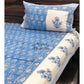 Blue Floral Jaal Cotton King Size Bedsheet