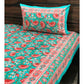 Teal and Pink Lotus Motifs Bedsheet