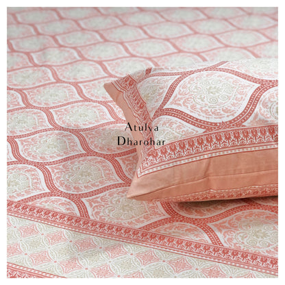 Pink Mughal Jaal Bedsheet