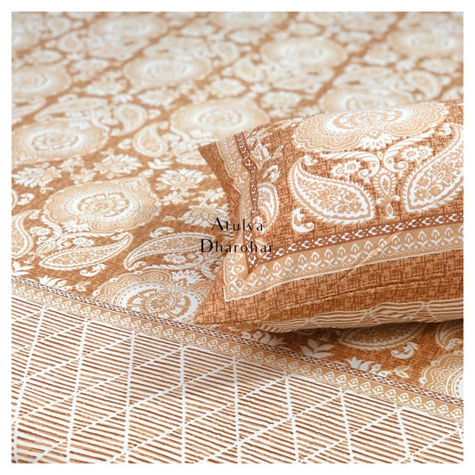 Mustard Floral Motifs Bedsheet