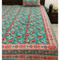 Teal and Pink Lotus Motifs Bedsheet