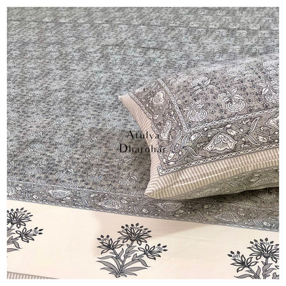 Grey Floral Bedsheet
