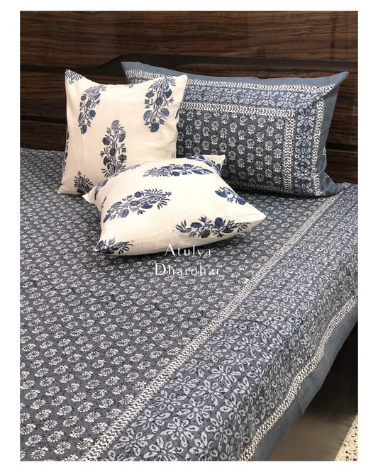 Grey Mughal Jaal Bedsheet