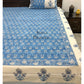 Blue Floral Jaal Cotton King Size Bedsheet