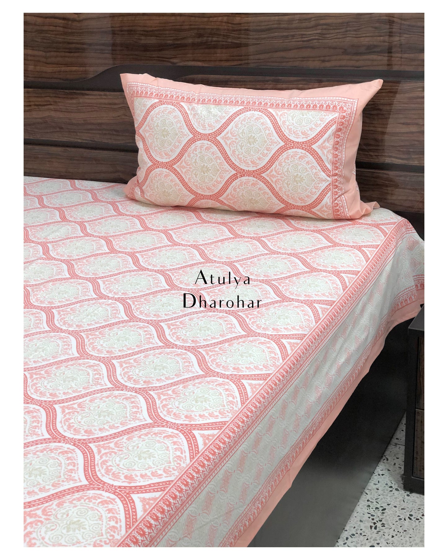 Pink Mughal Jaal Bedsheet