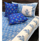 Blue Floral Jaal Cotton King Size Bedsheet