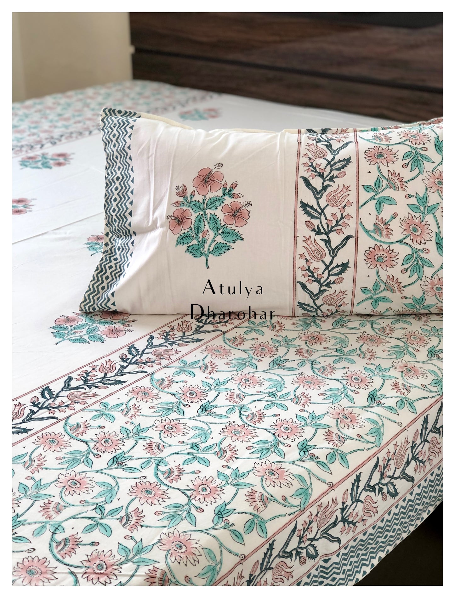 Designer Mughal Motifs with Floral Jaal Bedsheet