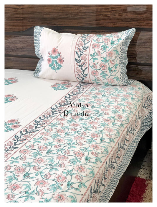 Designer Mughal Motifs with Floral Jaal Bedsheet