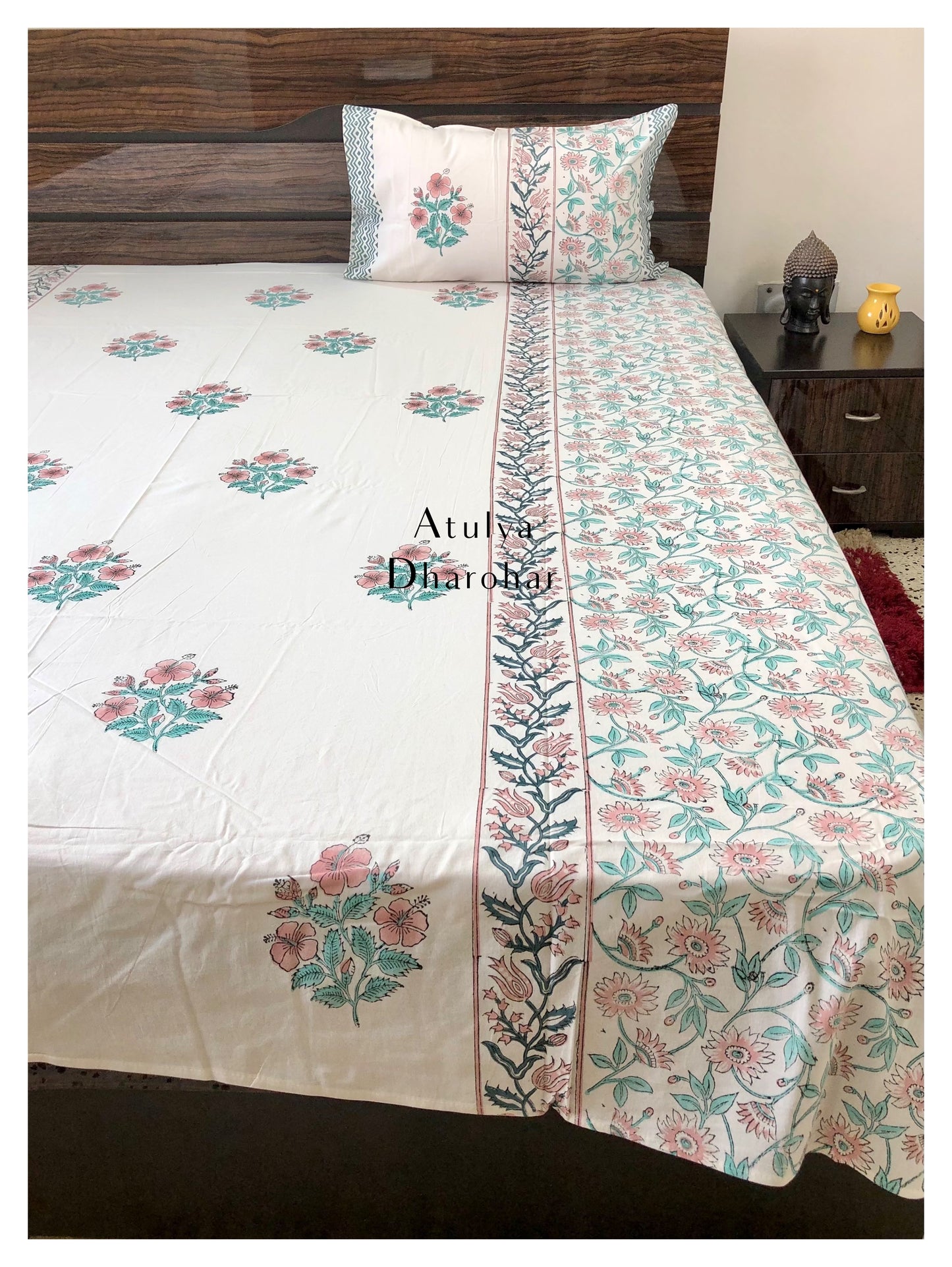 Designer Mughal Motifs with Floral Jaal Bedsheet